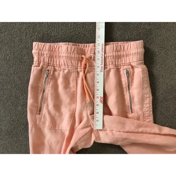 Athleta Cabo Linen Jogger‎ Pants size 4 Orange Peach zip pockets drawstring - Picture 12 of 12